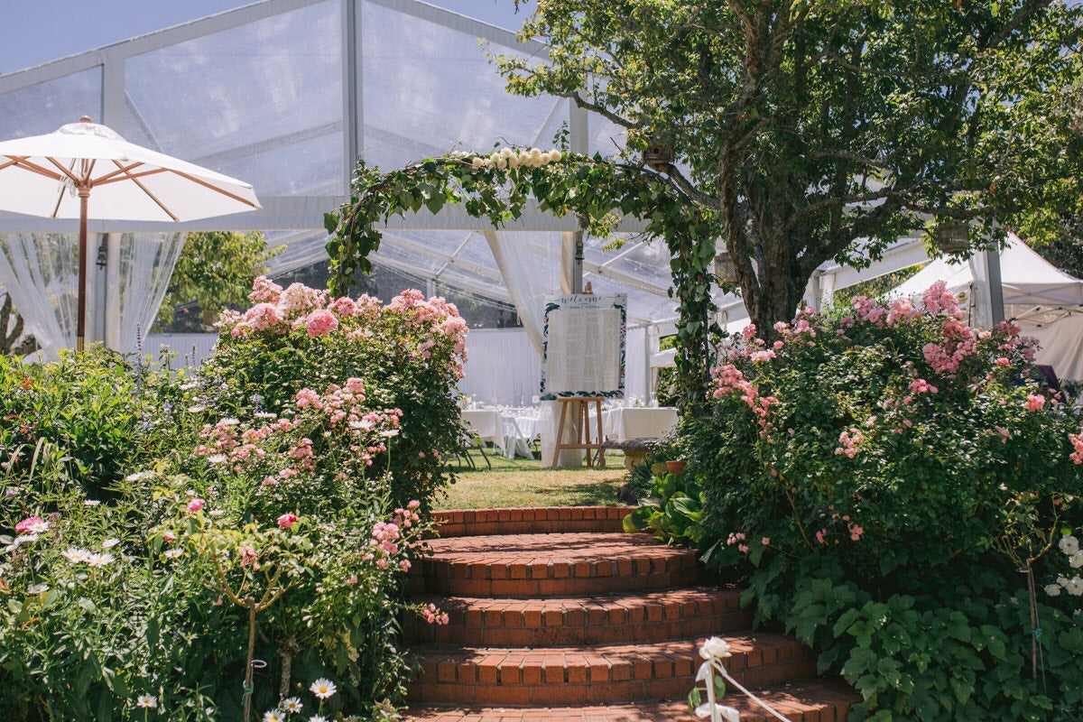 A wedding marquee – with a cherry tree!
