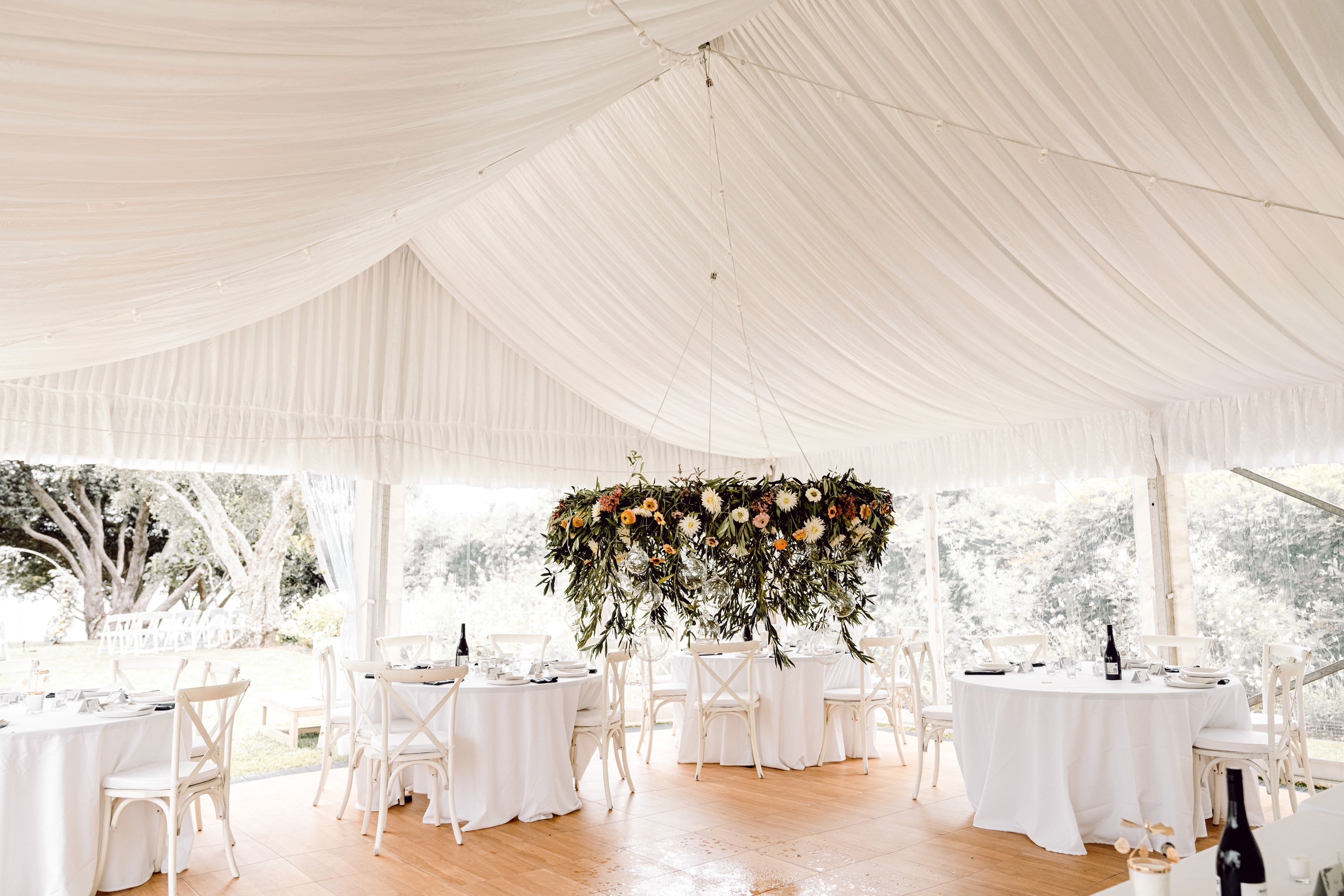 A dreamy creamy garden wedding marquee